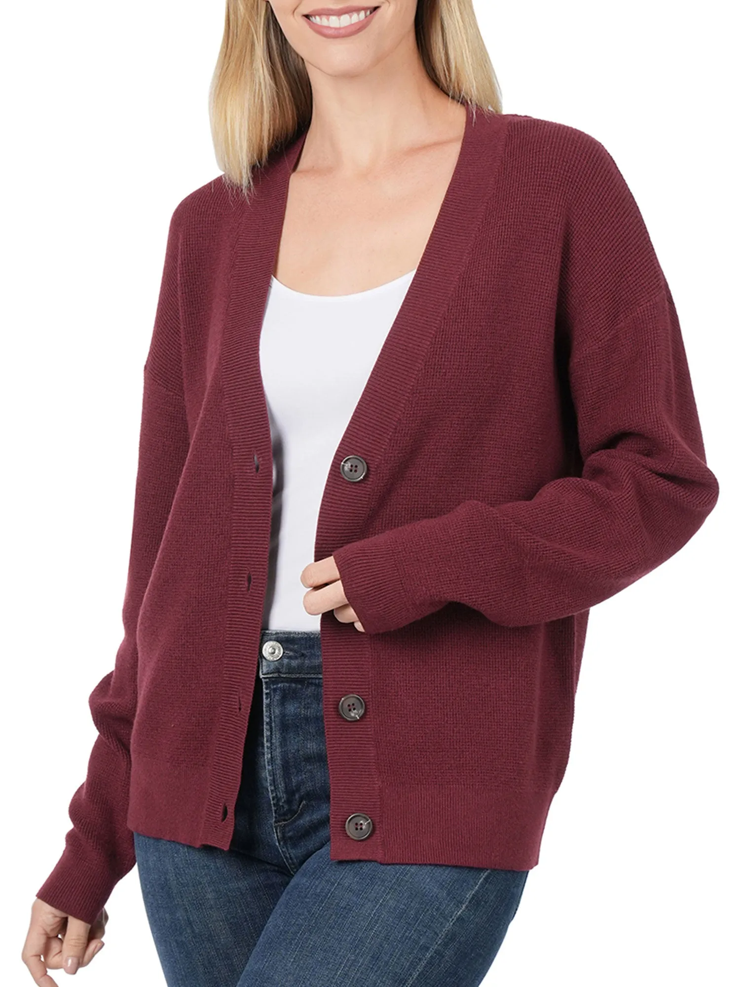 Womens Casual Viscose Sweater Cardigan with Button Closure