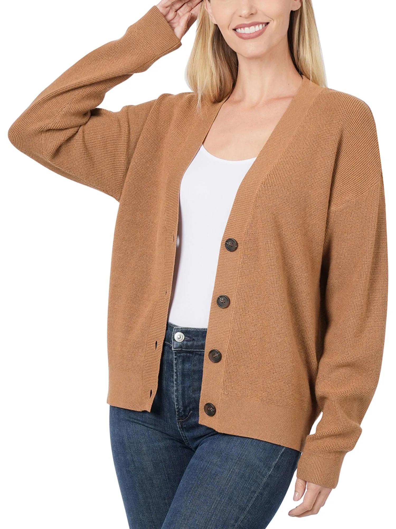 Womens Casual Viscose Sweater Cardigan with Button Closure