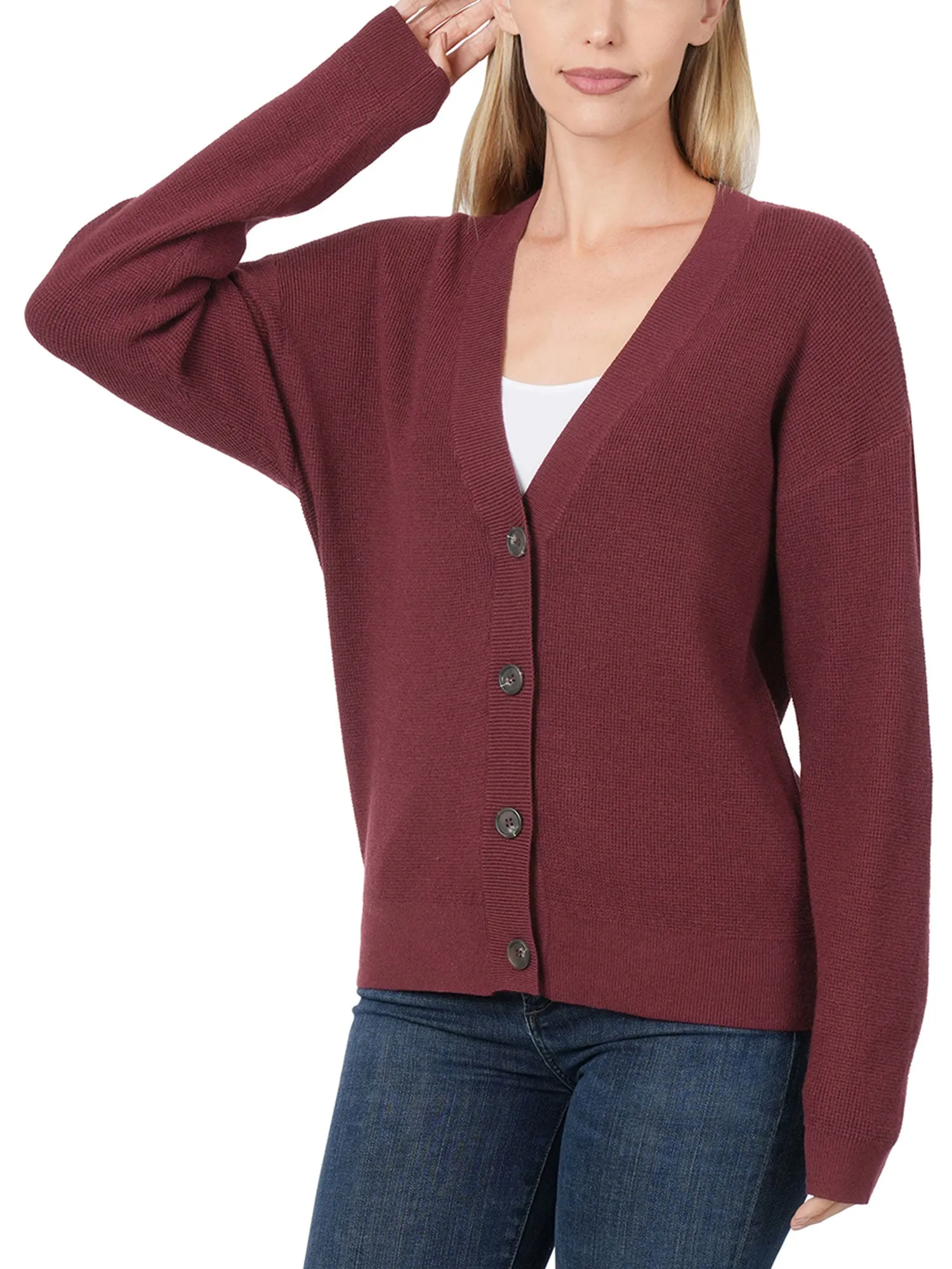 Womens Casual Viscose Sweater Cardigan with Button Closure