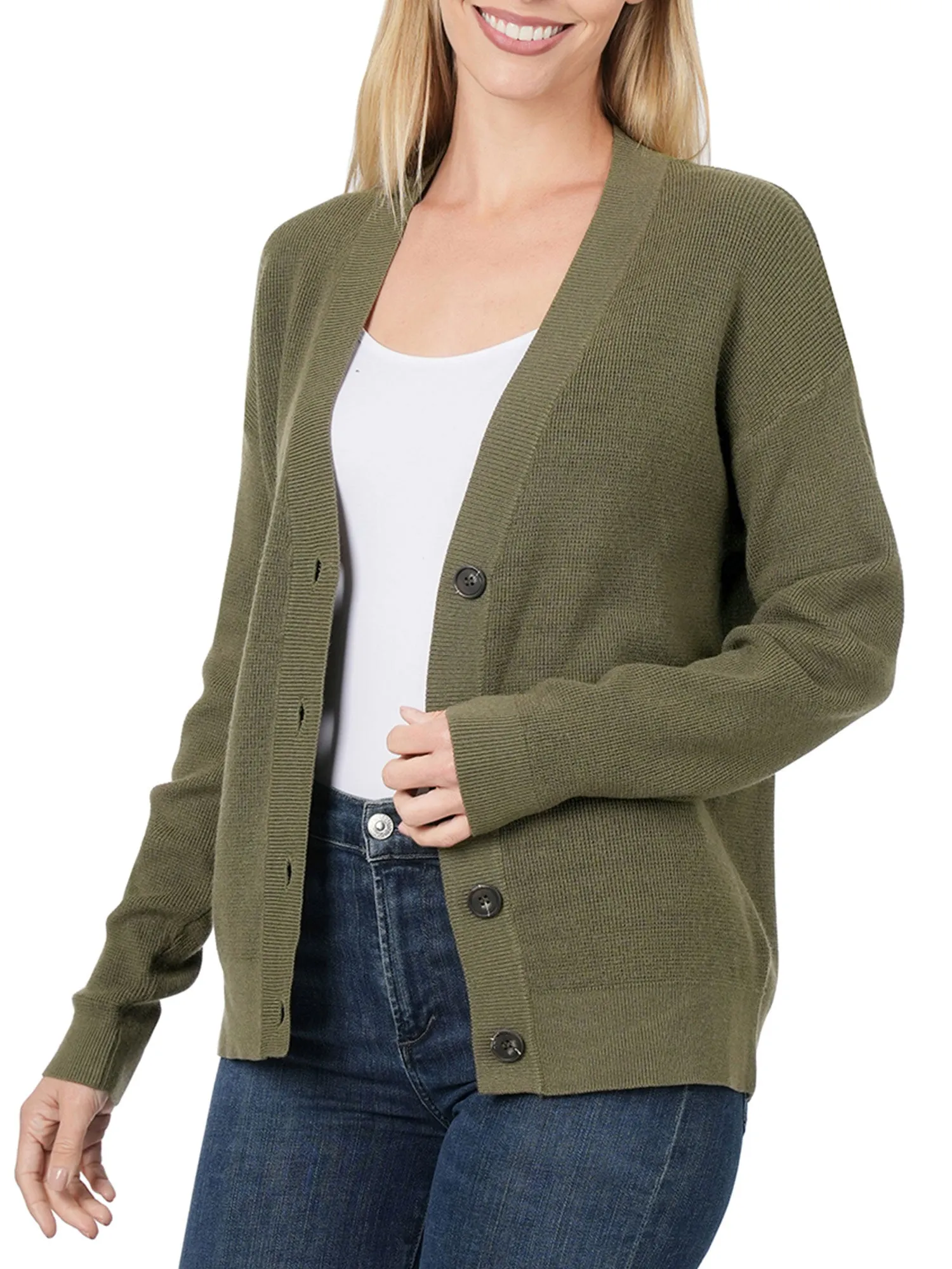 Womens Casual Viscose Sweater Cardigan with Button Closure