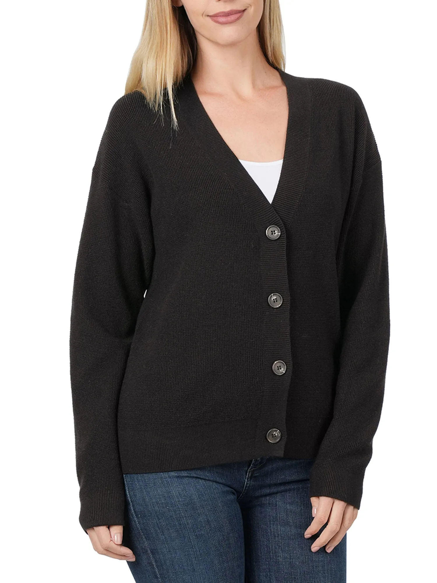 Womens Casual Viscose Sweater Cardigan with Button Closure