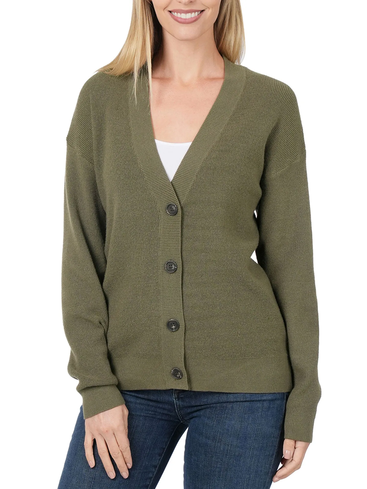 Womens Casual Viscose Sweater Cardigan with Button Closure