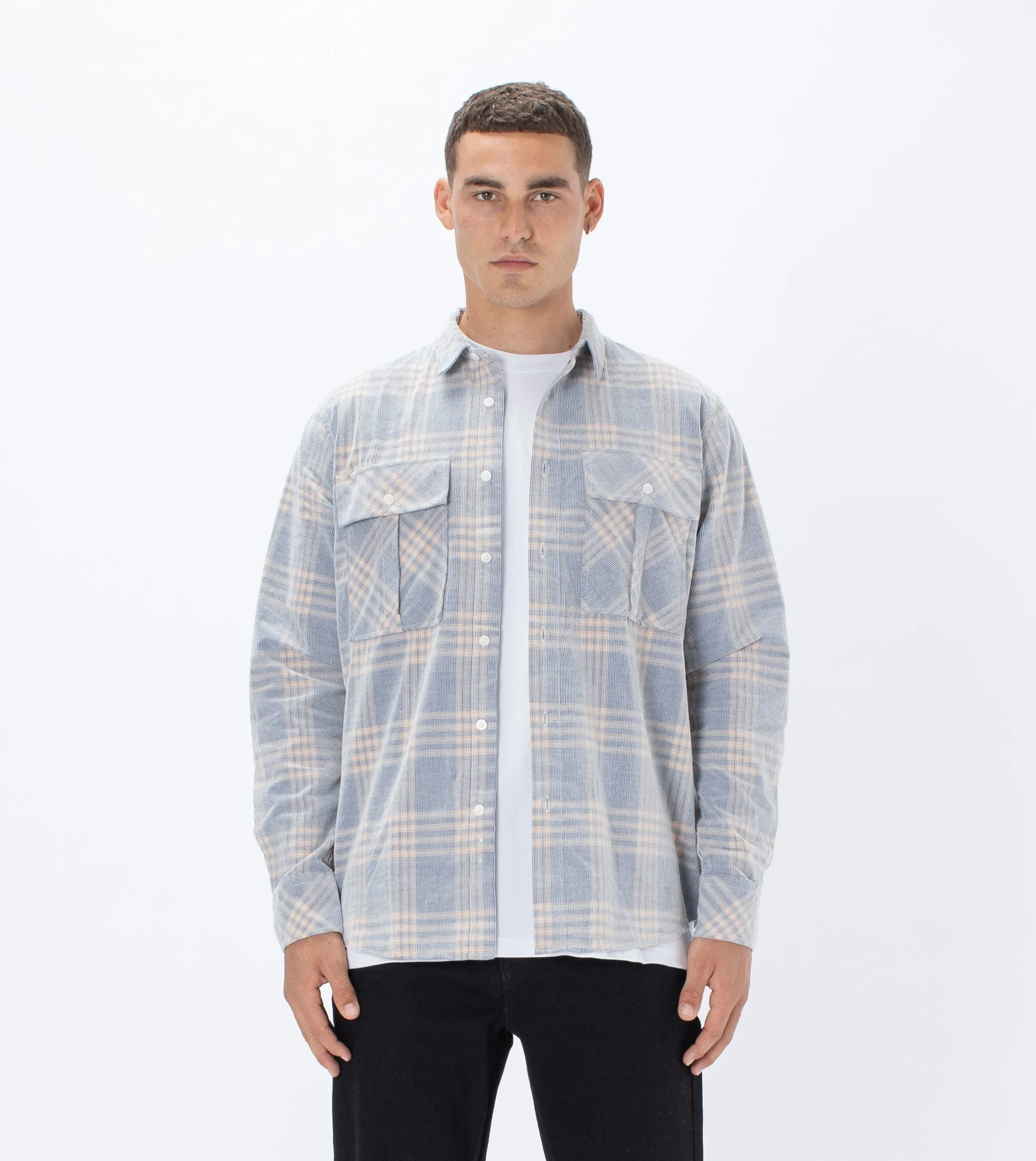 Work Cord LS Shirt Blue/Beige