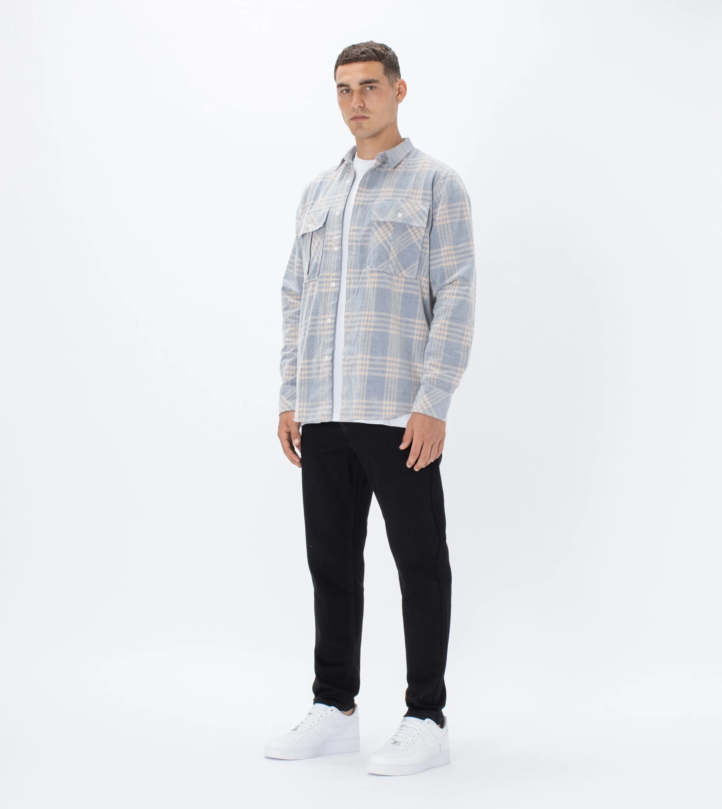 Work Cord LS Shirt Blue/Beige