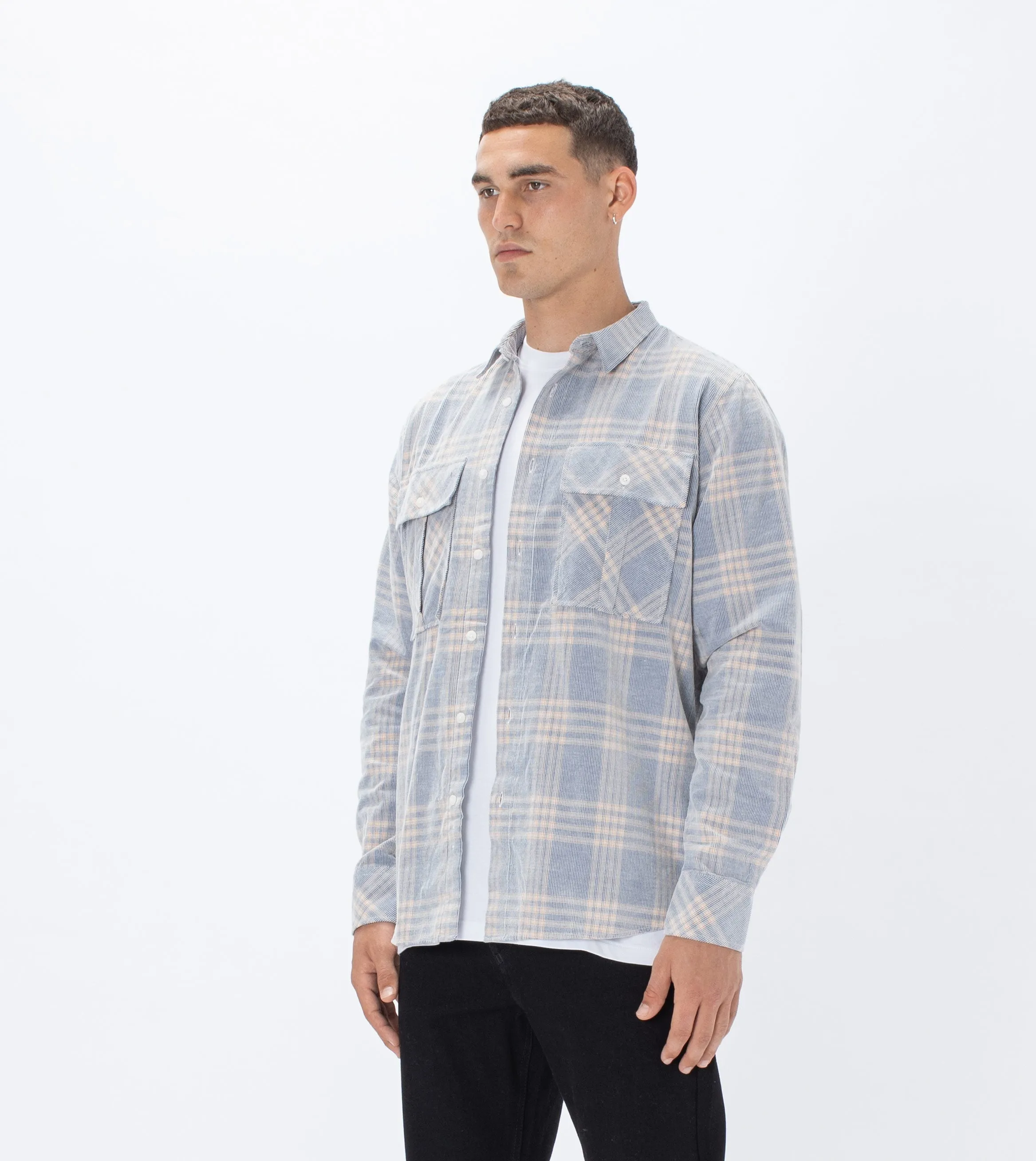 Work Cord LS Shirt Blue/Beige