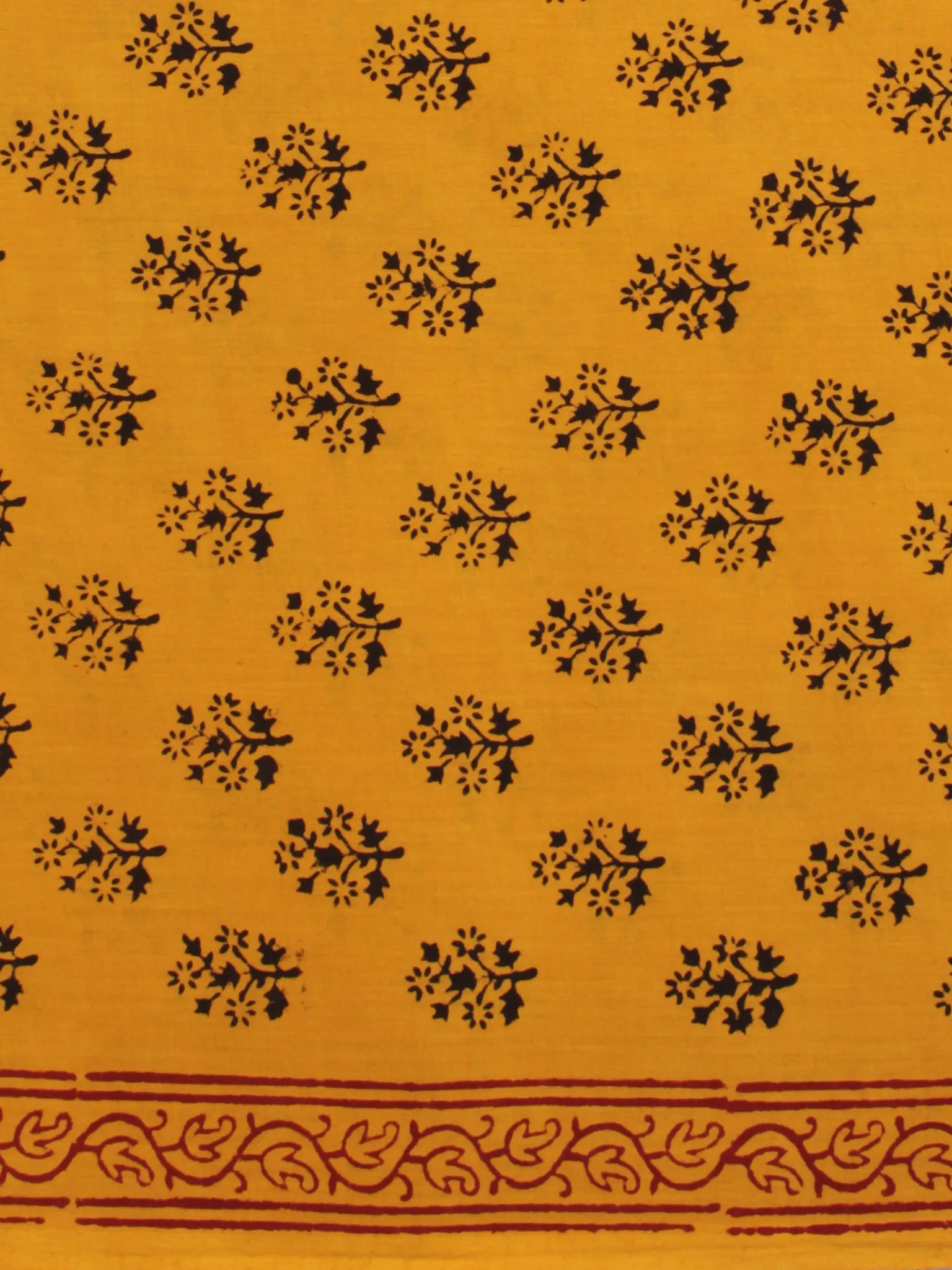 Yellow Black Bagh Printed Cotton Fabric Per Meter - F005F2097