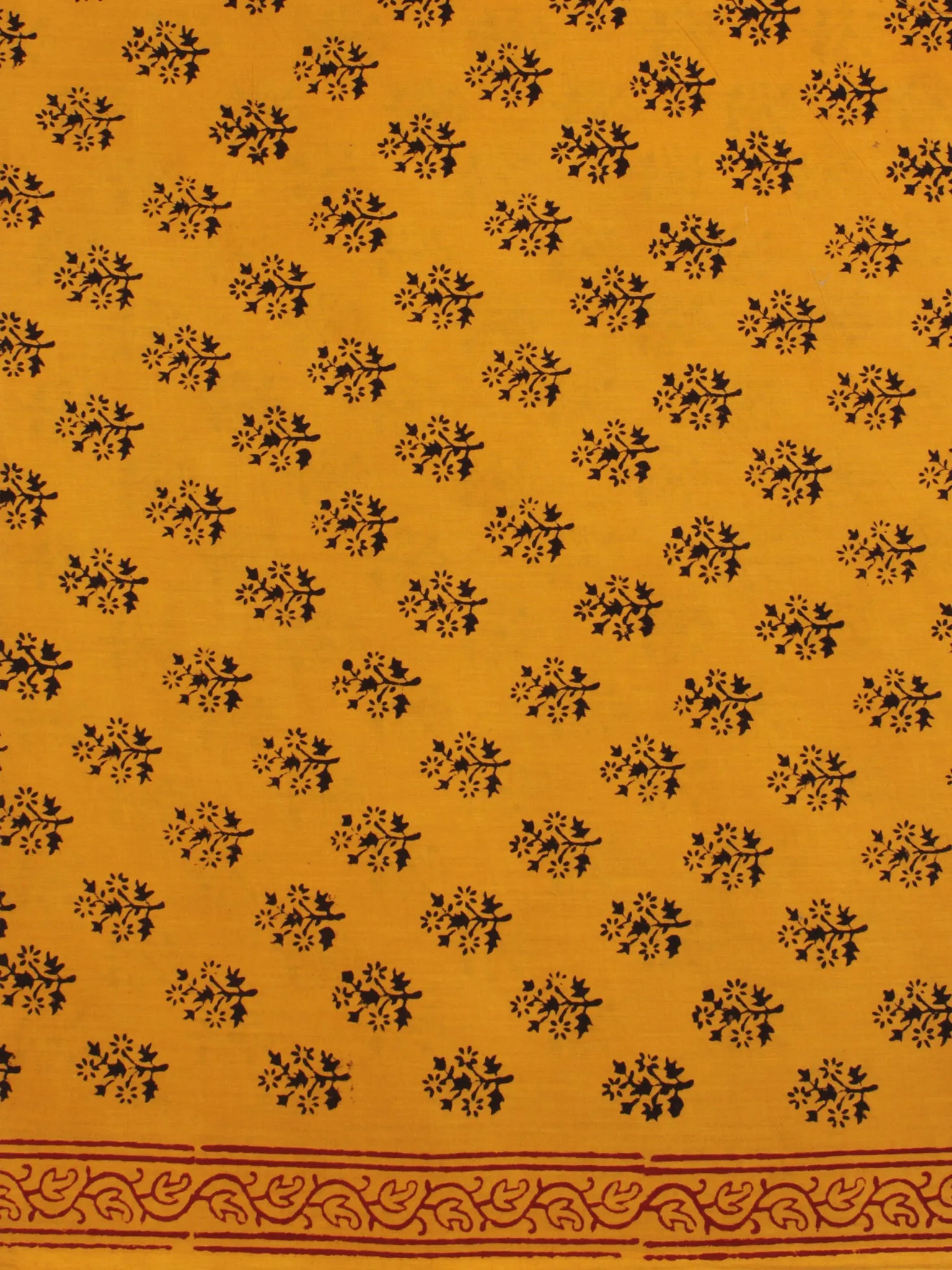 Yellow Black Bagh Printed Cotton Fabric Per Meter - F005F2097